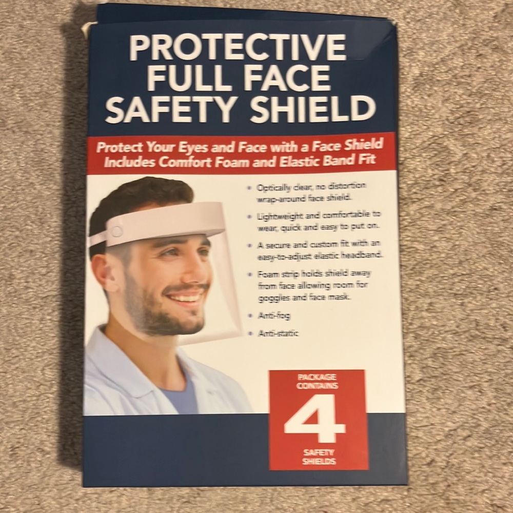 Protective full face safety shields.
